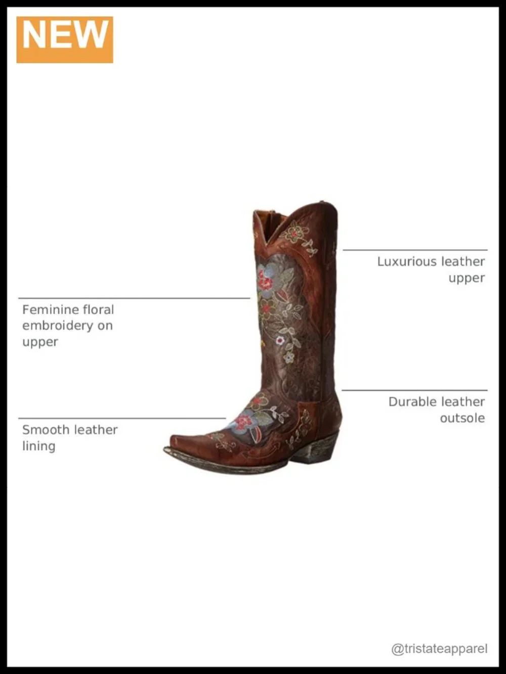 Women's Mid-Calf Western Boots Embroidered Leather